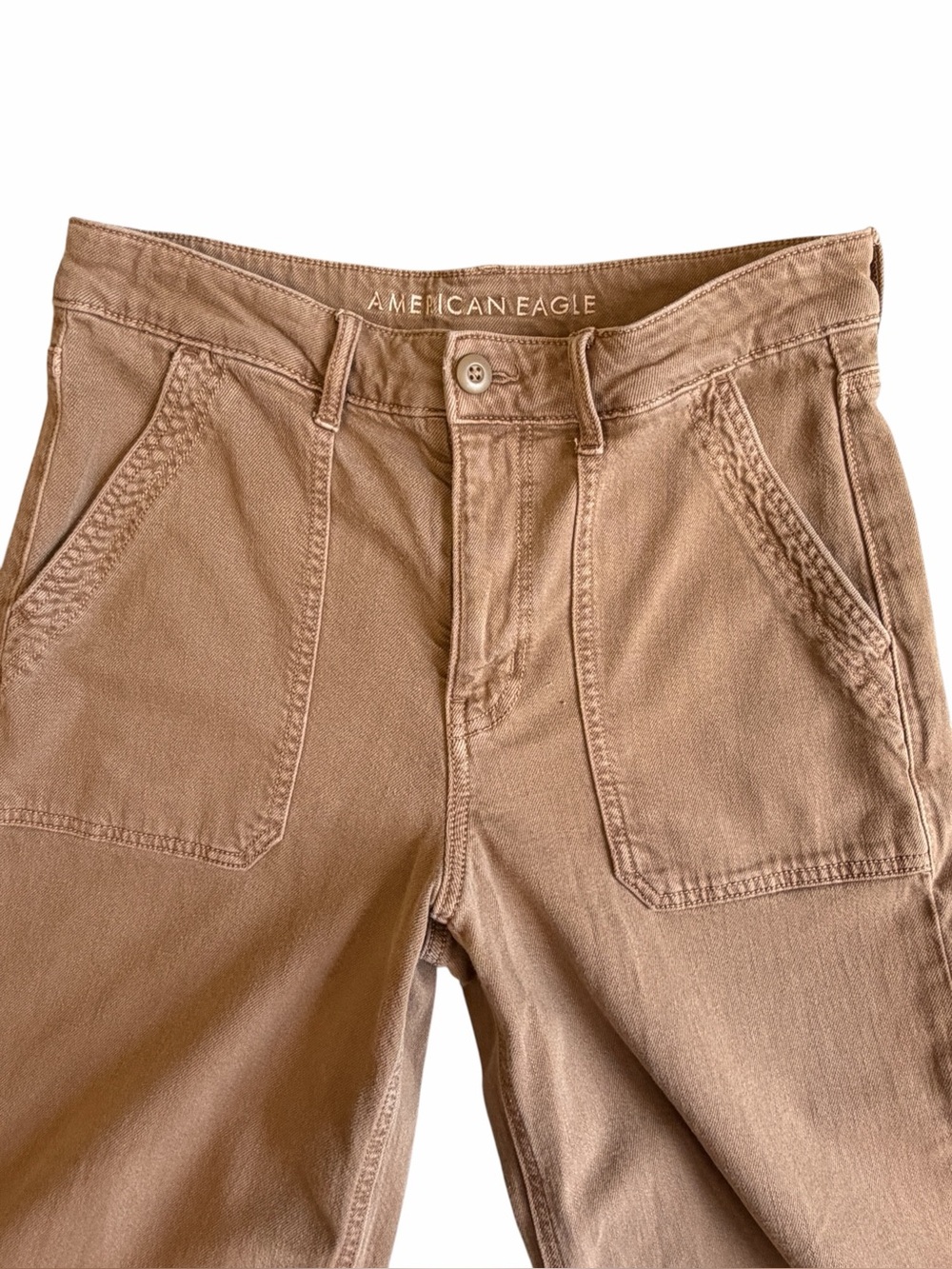 American Eagle Super High-Rise Baggy Wide Leg Pants Tan Size 6 #2310 - Picture 5 of 8